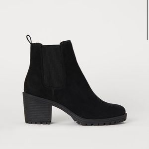 H&M Black Suede Warm Lined Ankle Boots.
